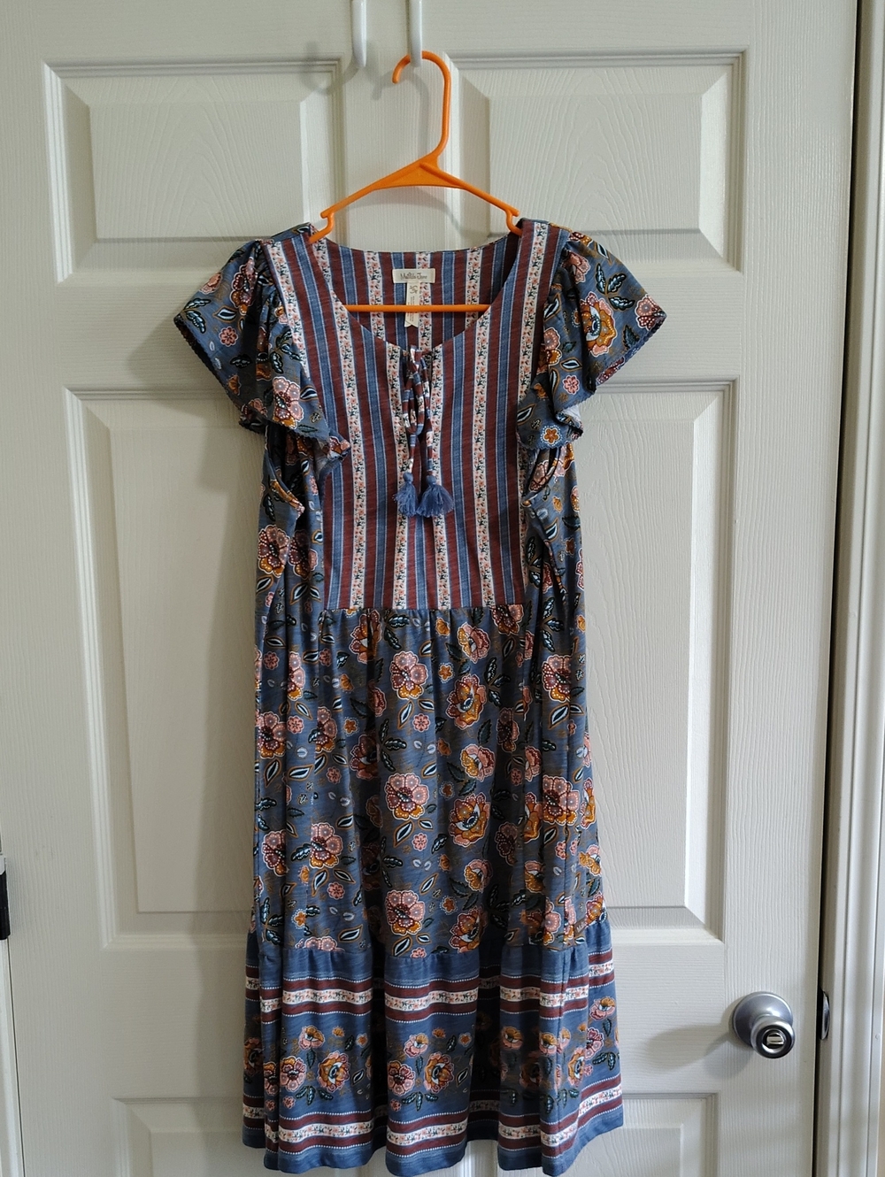 Matilda Jane Blue and Rust Striped Floral Dress
